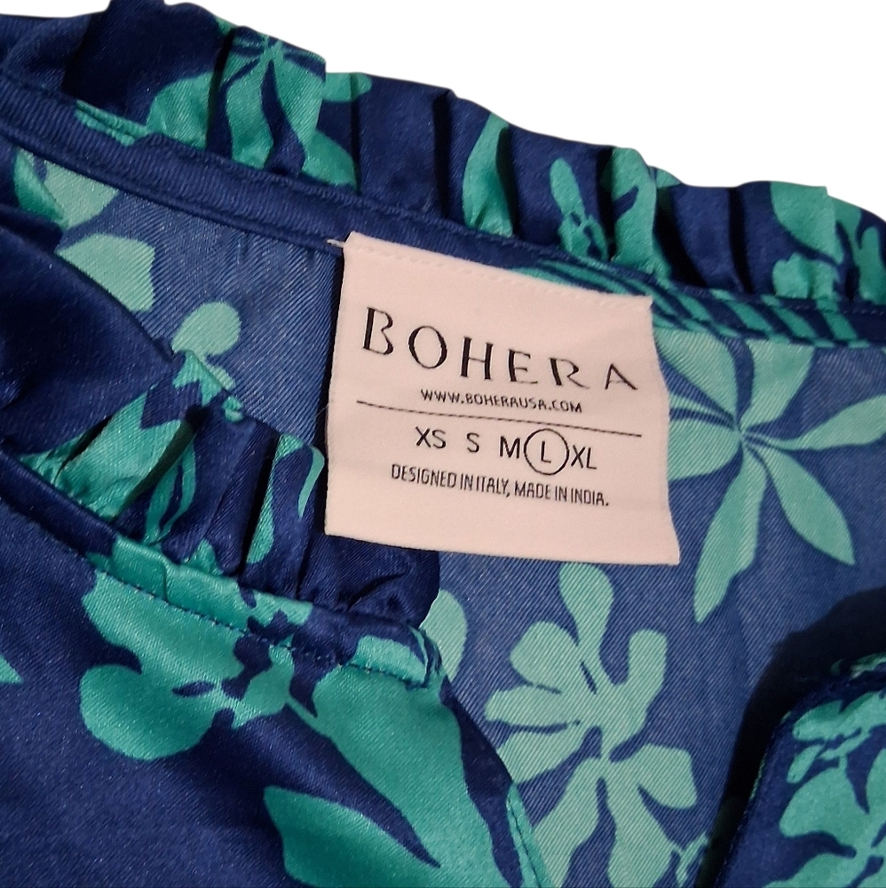 SALE EUC Womens Bohera Sz. L Blue/Green Floral Long Sleeve Pullover Blouse. - Picture 3 of 10
